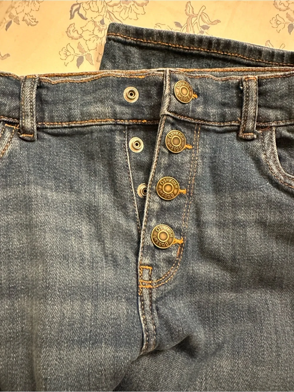 OshKosh Medium Blue girls ' Denim Jeans with Contrast Stitching smoke free home